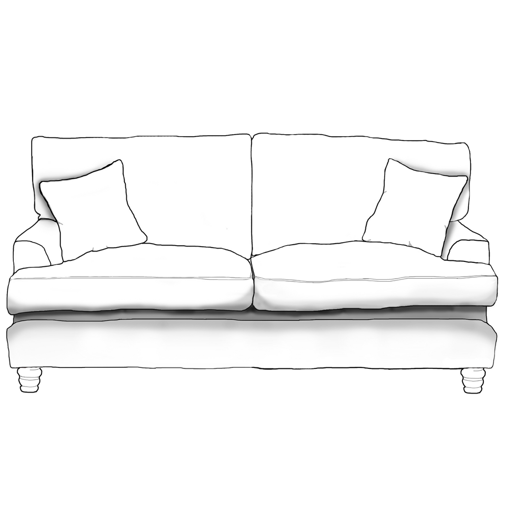 Canterbury 2 Seater Upholstered Fabric Sofa - Made To Order Line Drawing