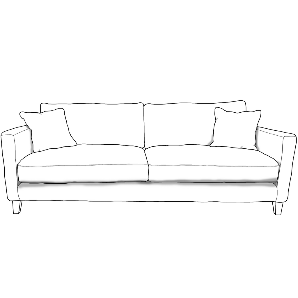 Chelsea 2 Seater Upholstered Fabric Sofa - Made To Order Line Drawing