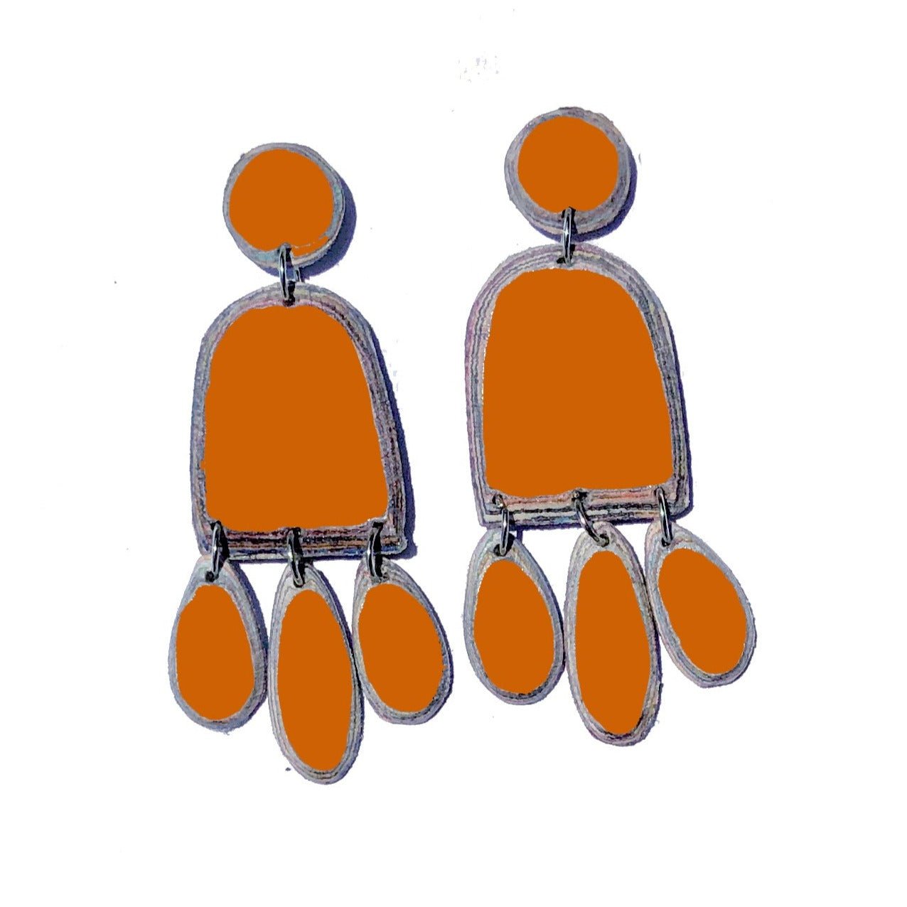 Lifu Layered Paper Earrings - LFE - Orange - Uneeka