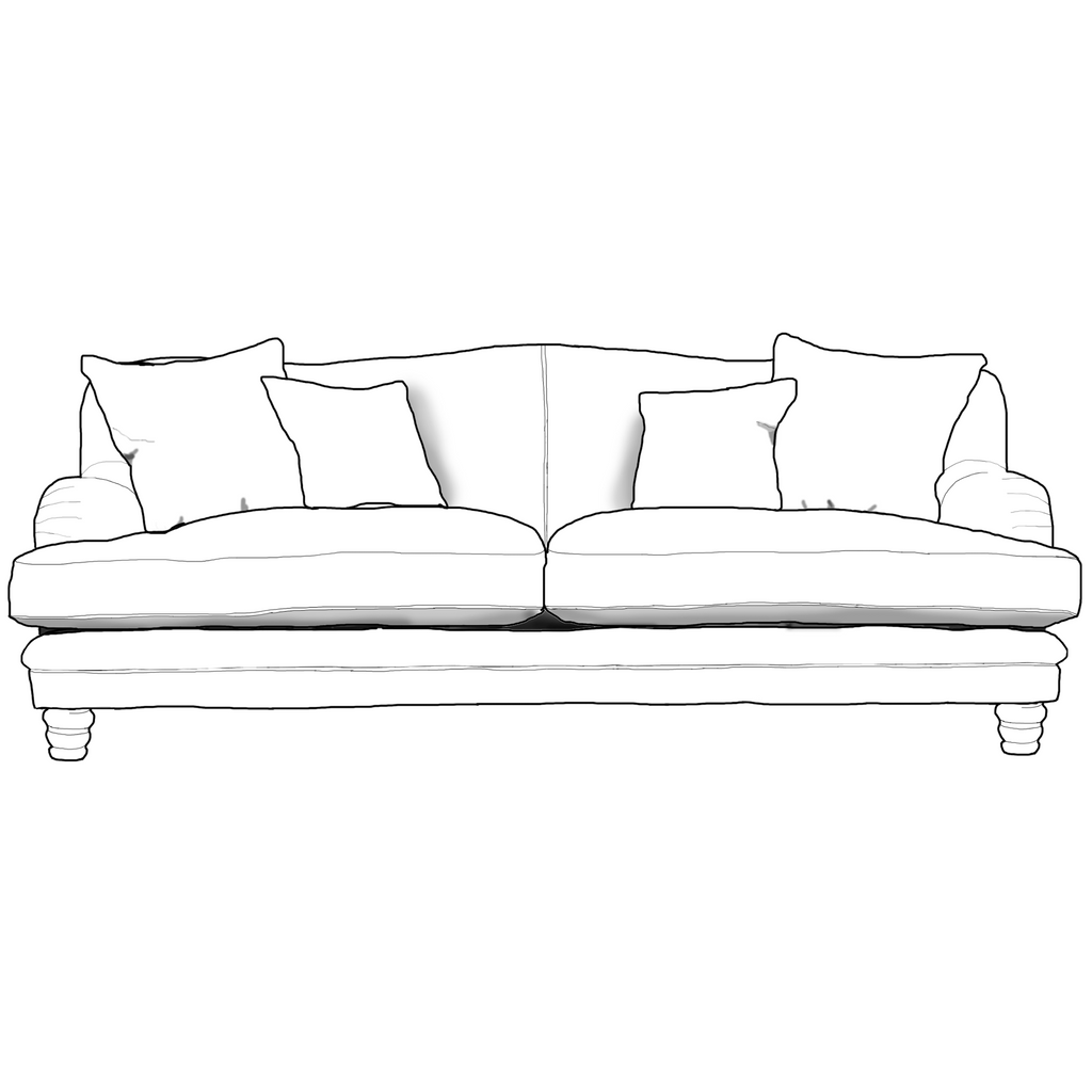 Lovelle 2 Seater Grand Upholstered Fabric Sofa - Made To Order Line Drawing
