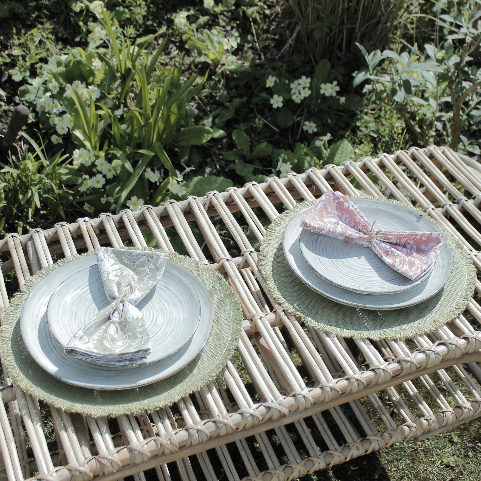 Set Of 2 Hand Block Cotton Napkins - JHE16O - Uneeka