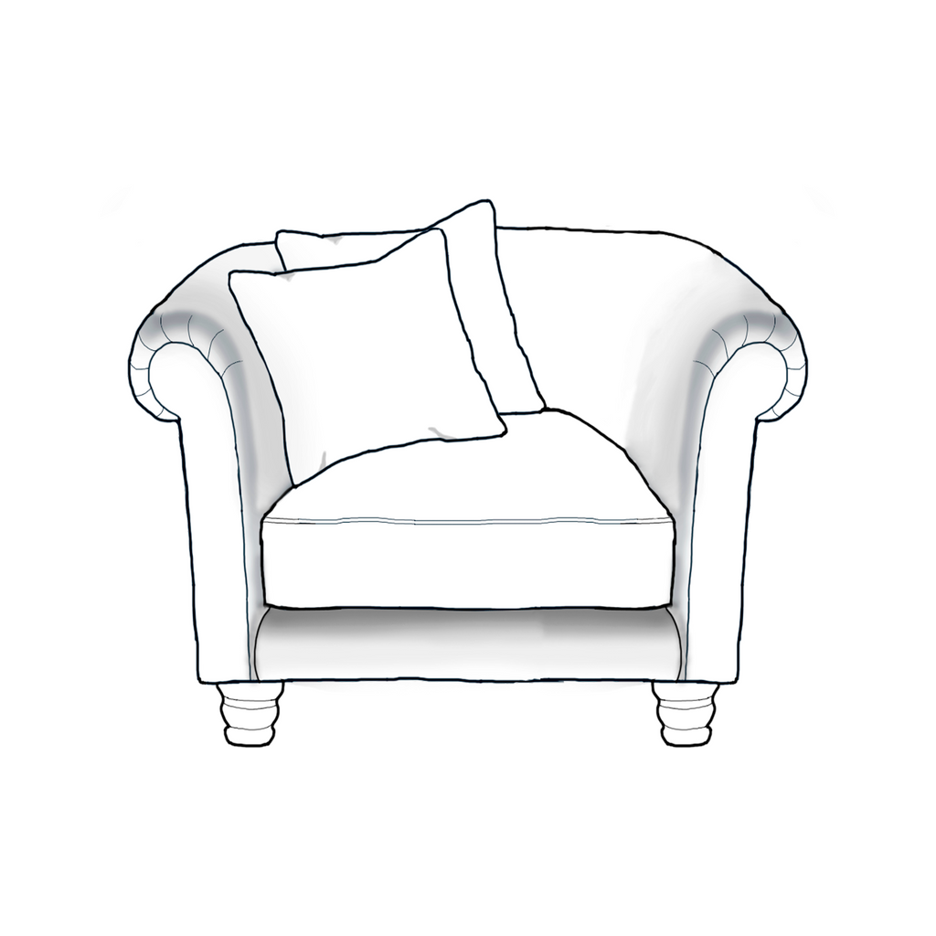 Windsor Upholstered Fabric Cuddle Armchair - Made To Order Line Drawing