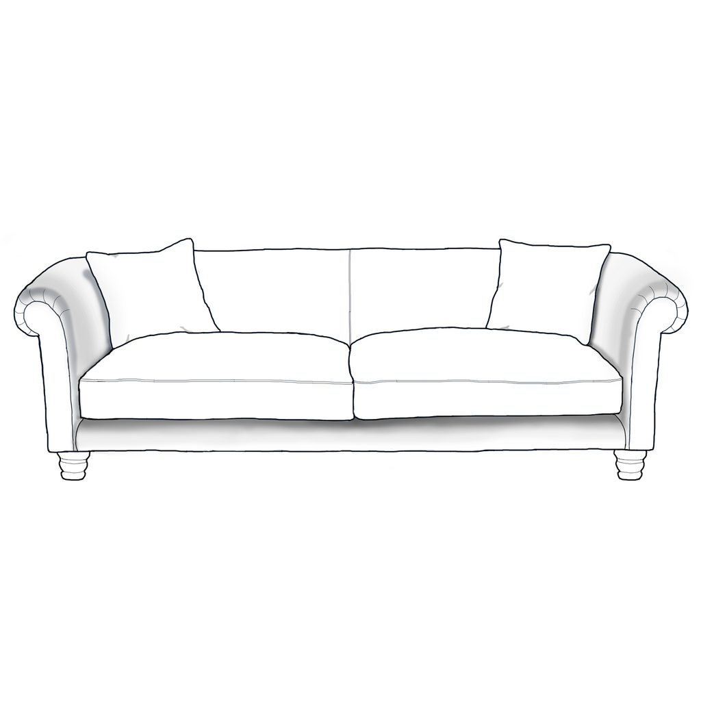 Windsor 2 Seater Upholstered Fabric Sofa - Made To Order line drawings