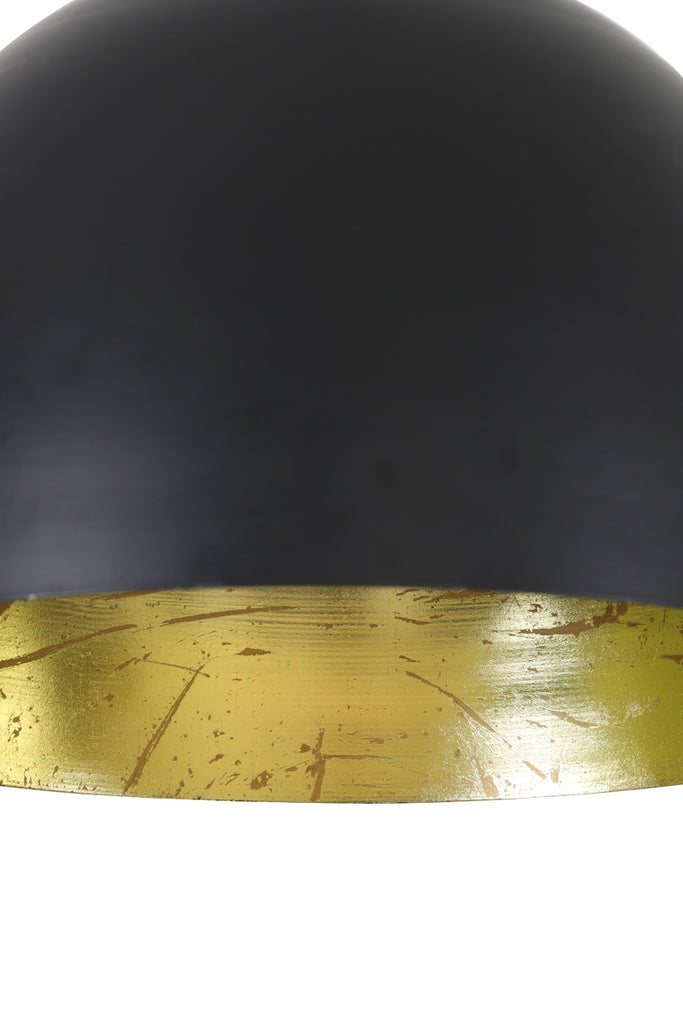 Matt black dome lamp with gold on the inside