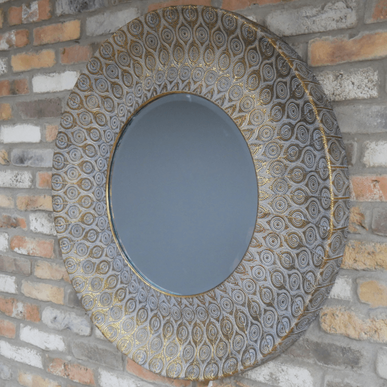 Circular Mirror With Oriental Detailing
