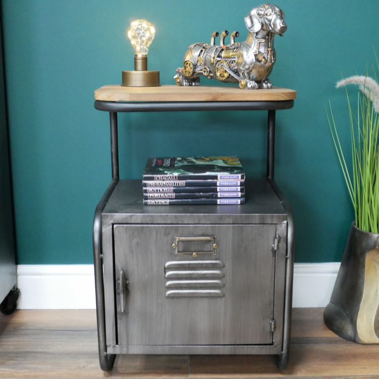 Industrial Cabinet With Wooden Shelf