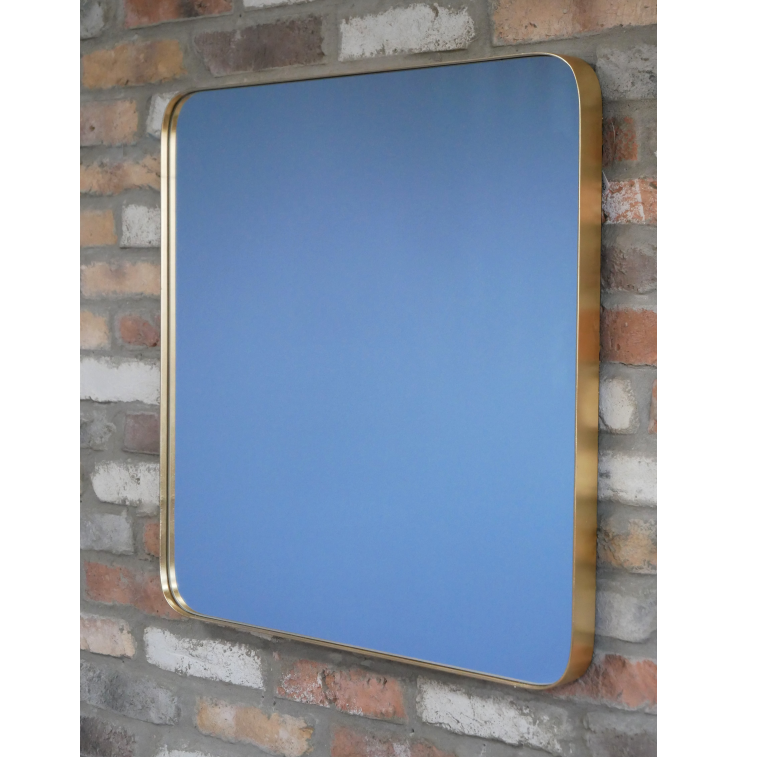 Rounded Edge Square Gold Frame Mirror large