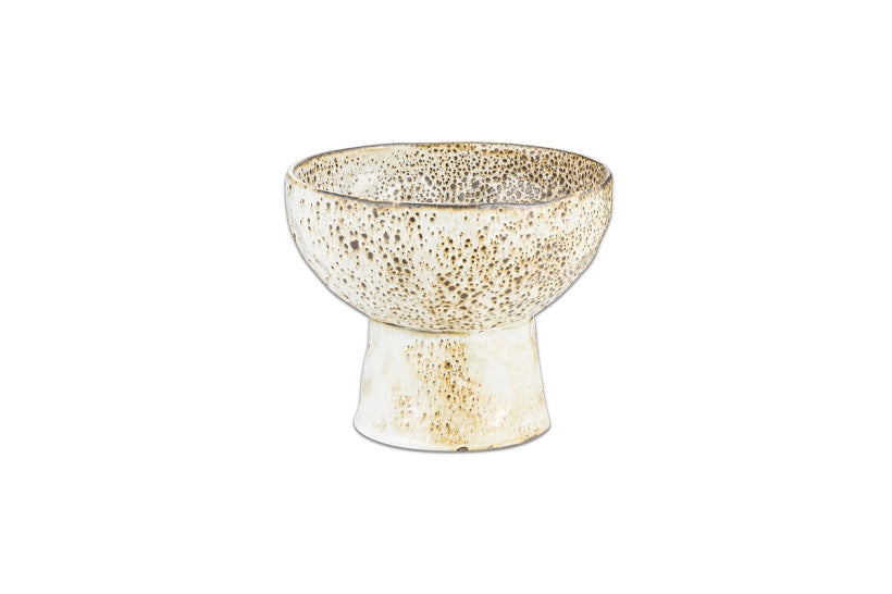 Anjuna Reactive White Glaze Decorative Standing Bowl Small