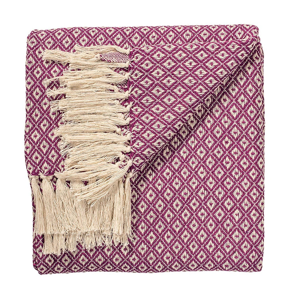 Diamond Weave Cotton Handloom Throw Purple