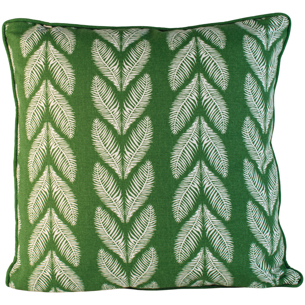Square Green Leaf Print Cushion