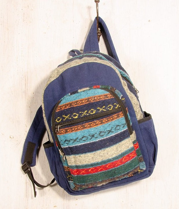 Brushed Gheri Fabric Backpack Blue