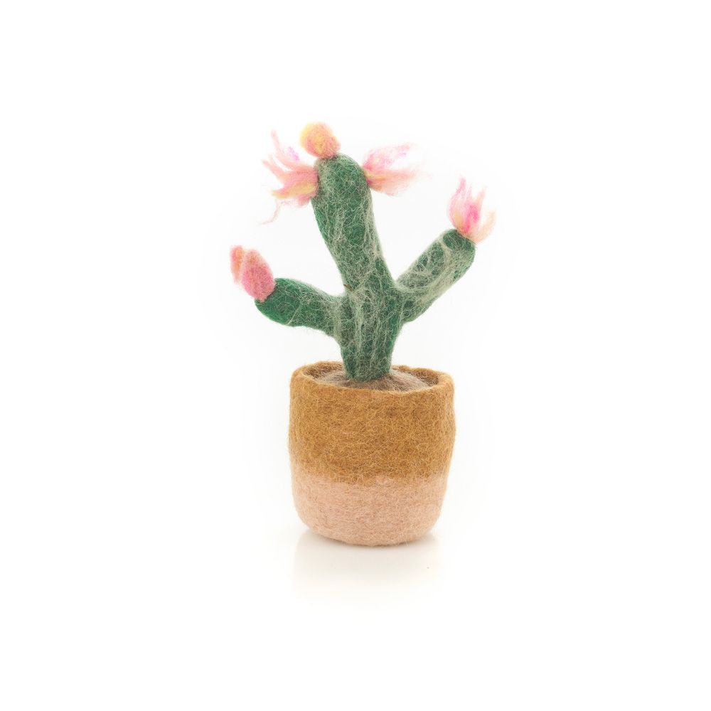 Felt Standing Artificial House Plants Pink Cactus