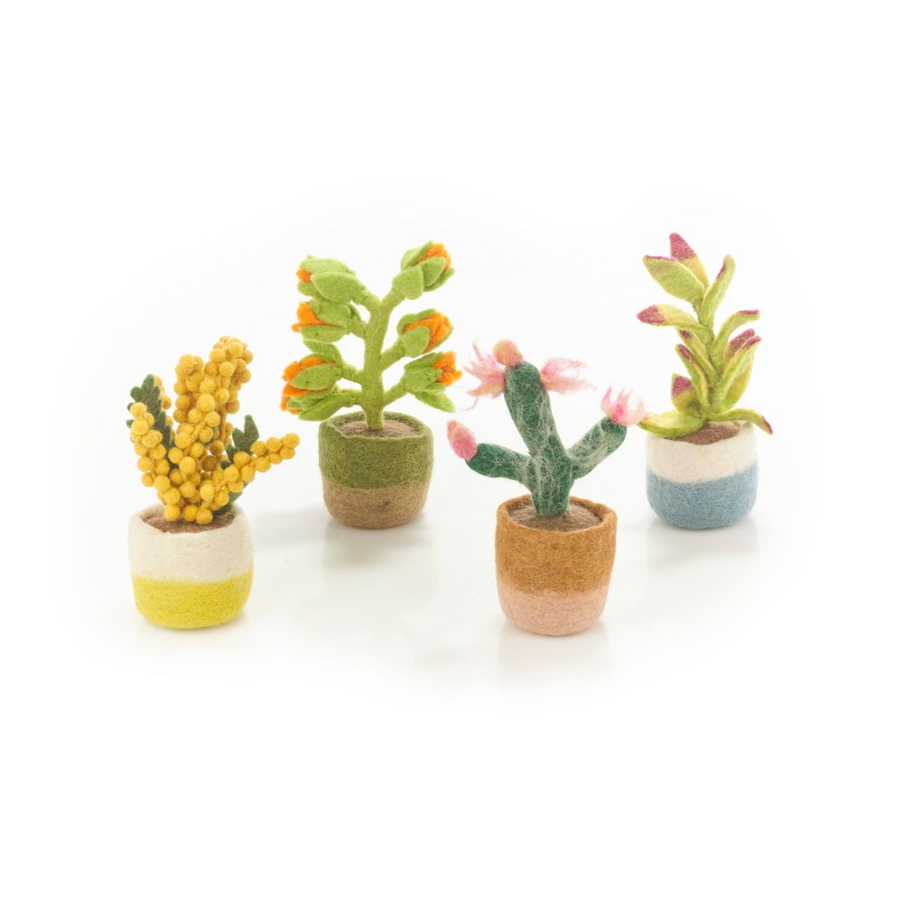 Felt Standing Artificial House Plants- Pink Cactus, Purple Tips, Orange Bloom, Sunshine Bloom.
