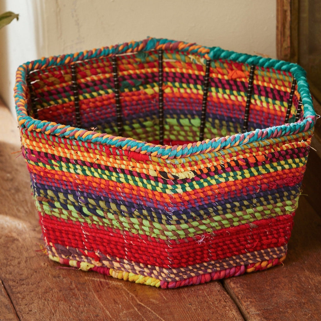 Hexagonal Recycled Fabric Covered Basket