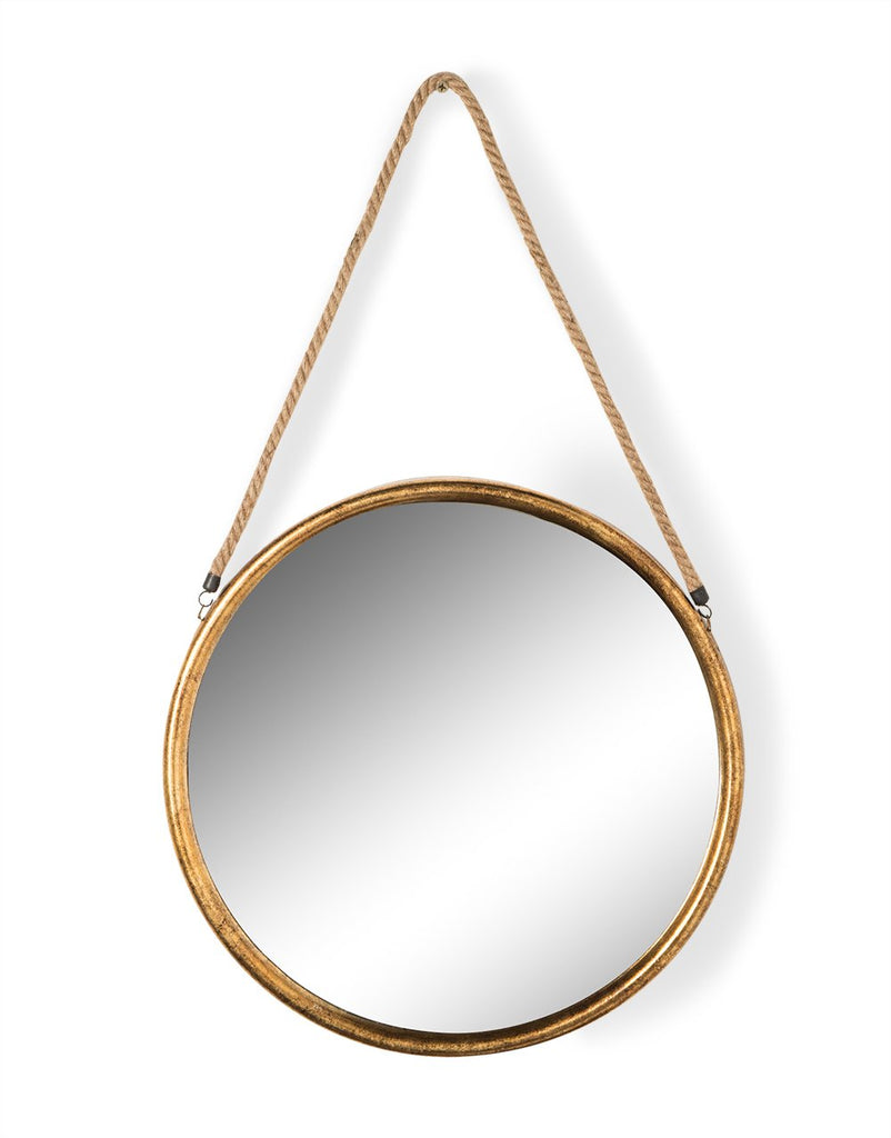 Round Gold Frame Rope Hanging Mirror Large