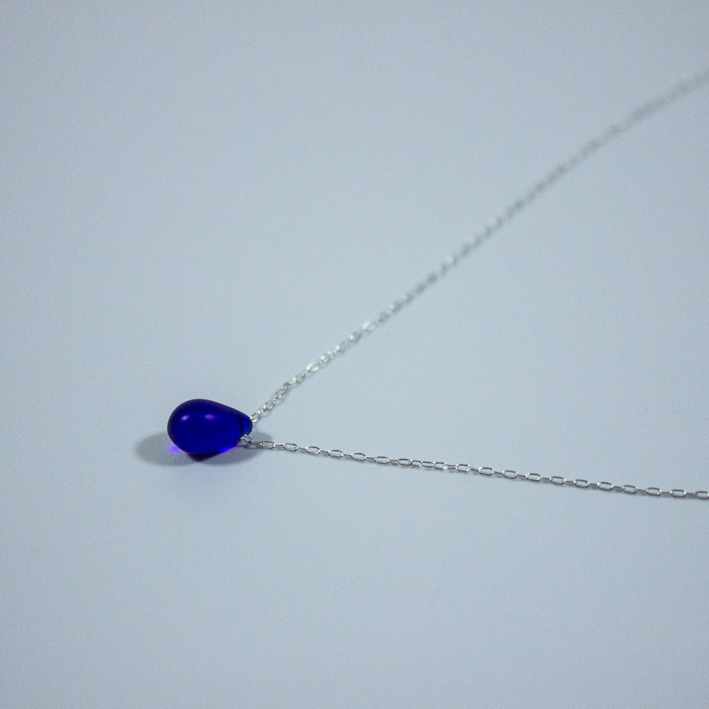 Cobalt Blue Silver Teadrop Necklace