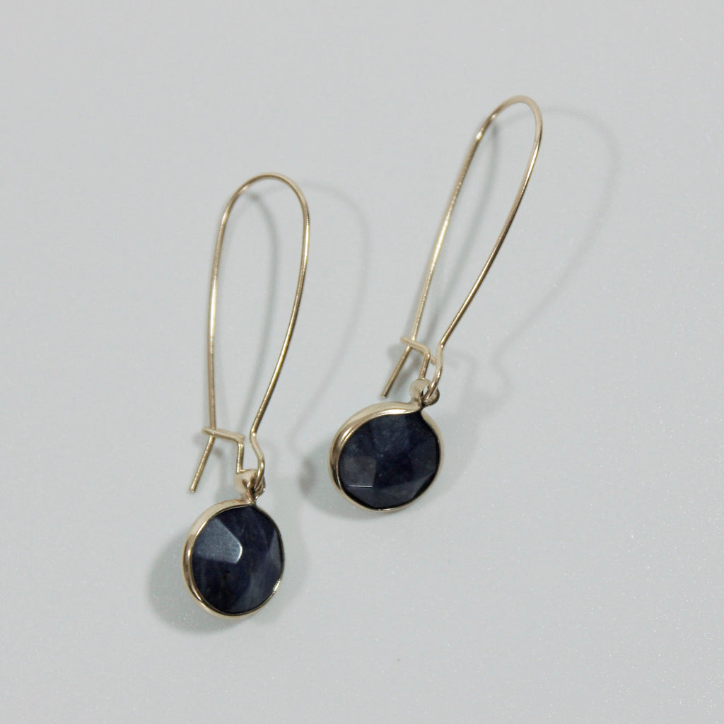 Sodalite Round Semi Stone with Hoop Earrings in Gold