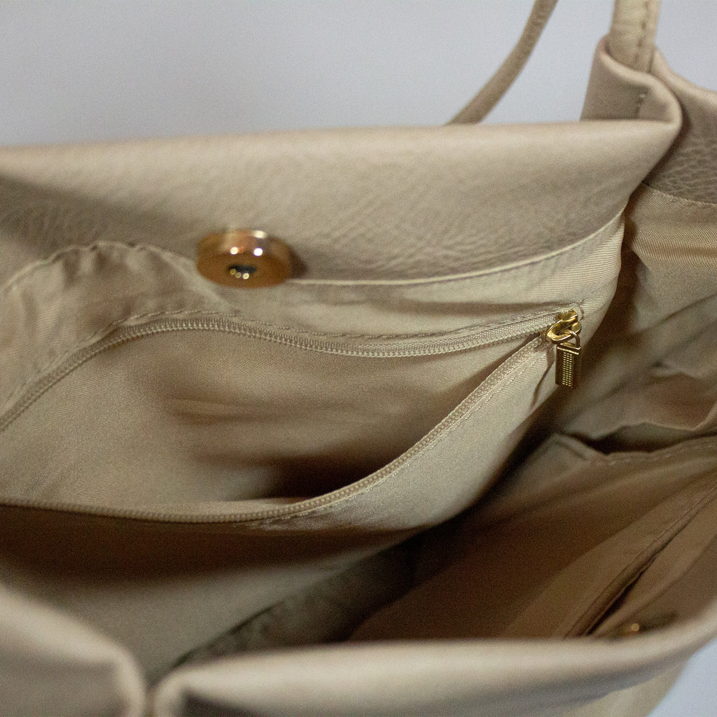 Block Colour Faux Leather Shoulder Handbag Inner zip pocket