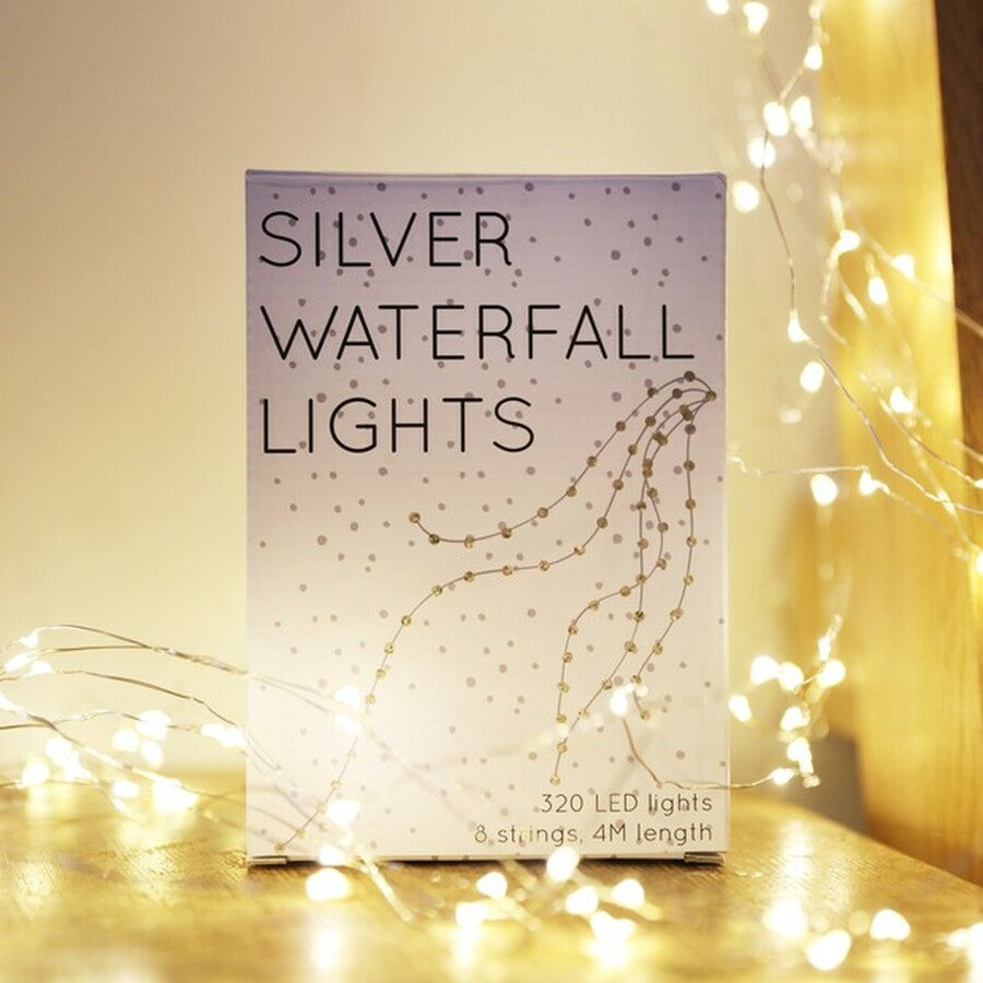 Plug in Silver Wire Waterfall String Lights