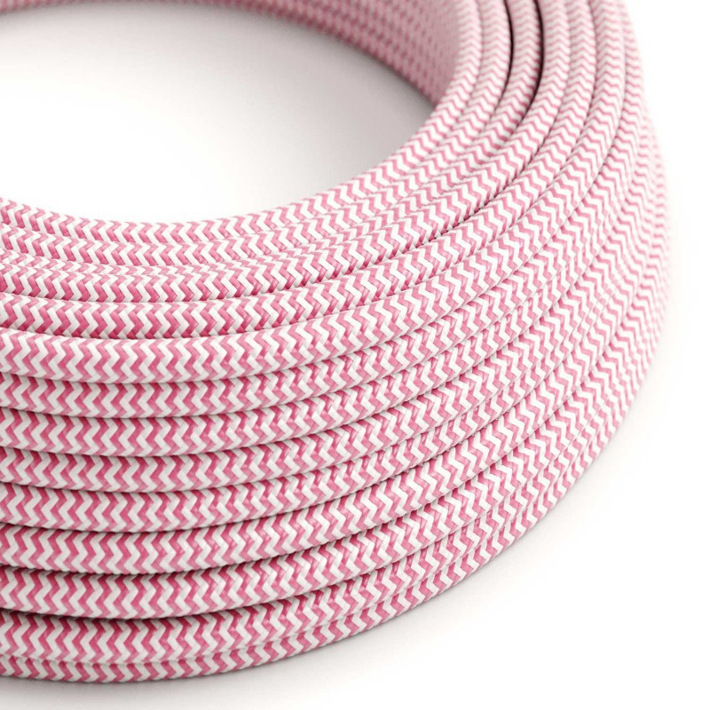 Round 3 Core Fuchsia Zig Zag Electrical Cable Covered with Rayon