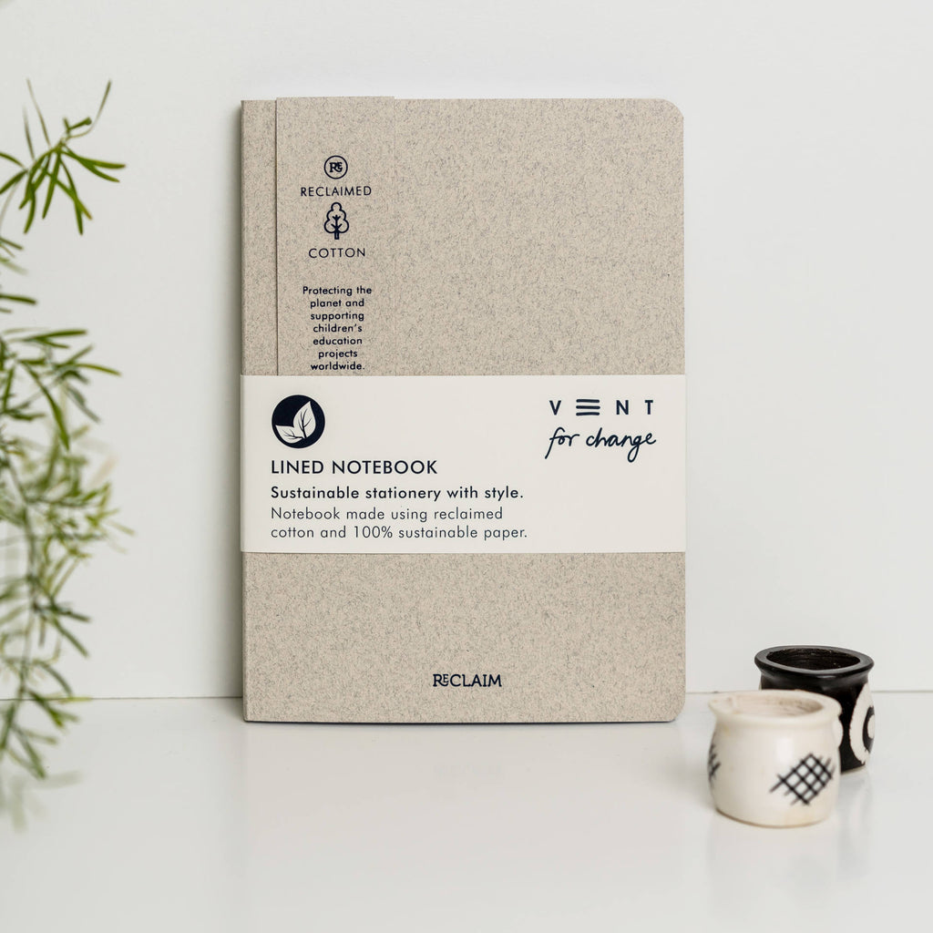 Reclaimed Cotton Pearl A5 Lined Notebook