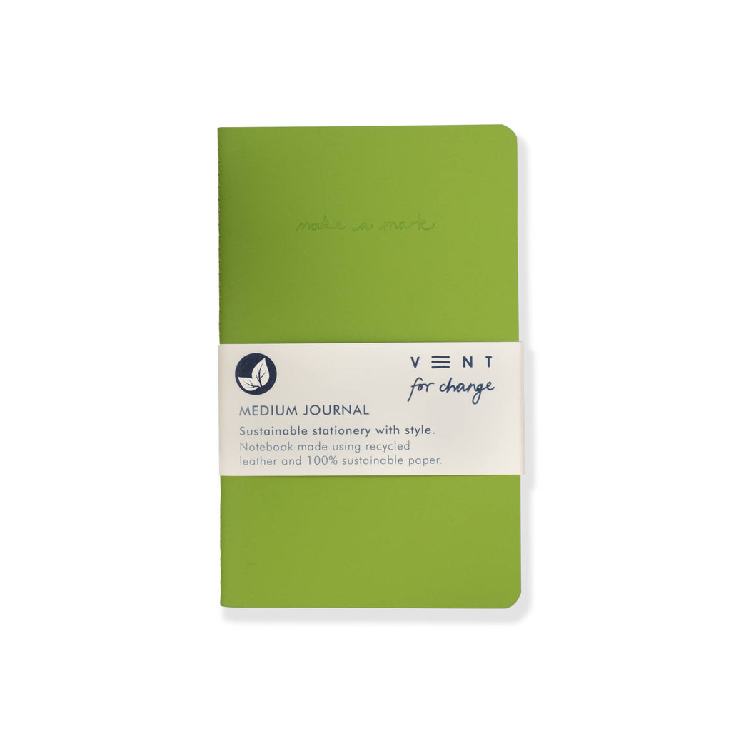 'Make a Mark' A5 Medium Leather Notebook Green