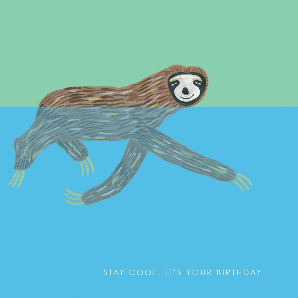 Sloth Swimming Birthday Card
