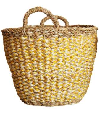 Hogla Seagrass Basket with Handles Yellow