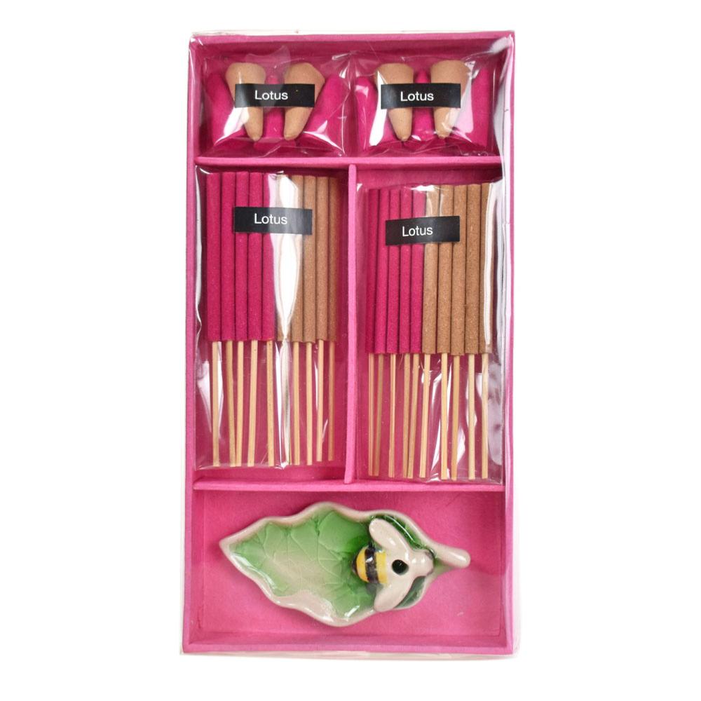 Incense Gift Set With Bee Shaped Incense Holder Lotus