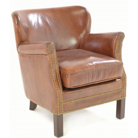 Vintage Leather Club Chair - Brown