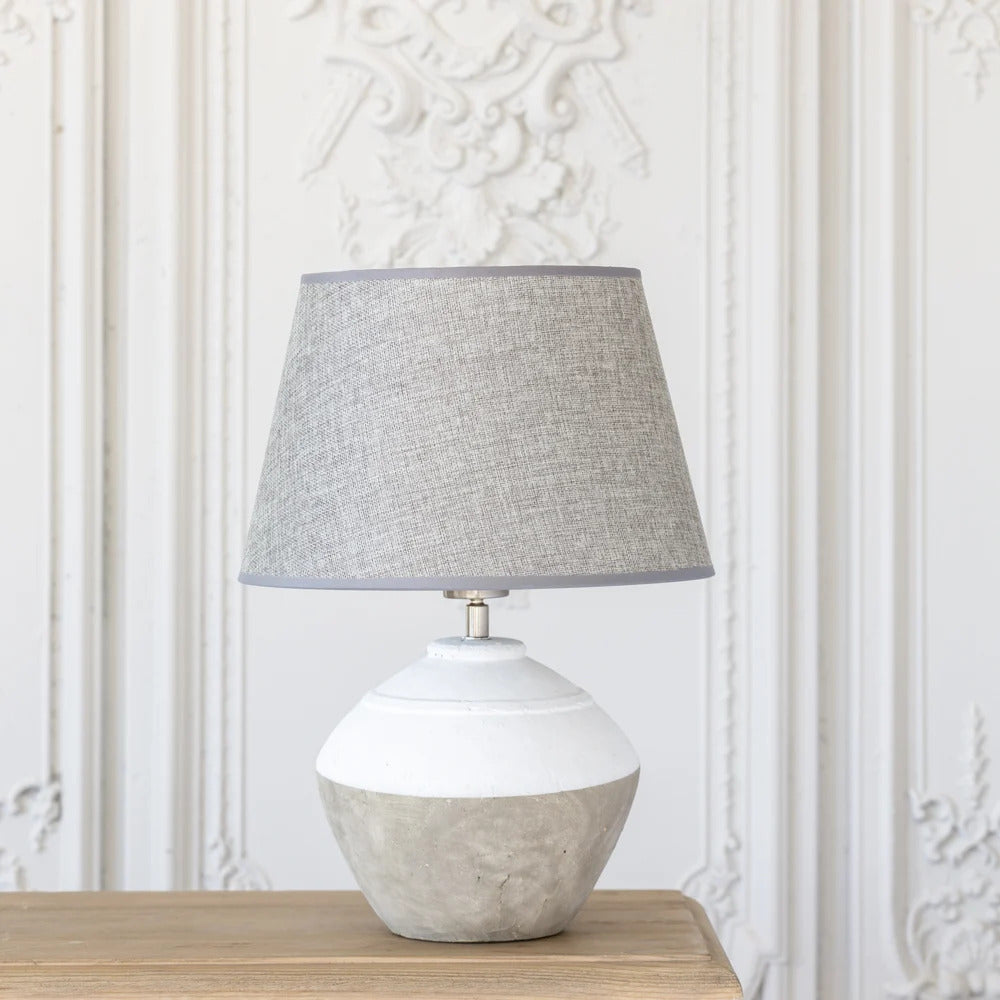 Split-Tone Stoneware Lamp with Grey Shade