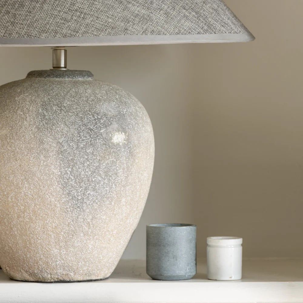 Rounded Ceramic Table Lamp with Grey Shade