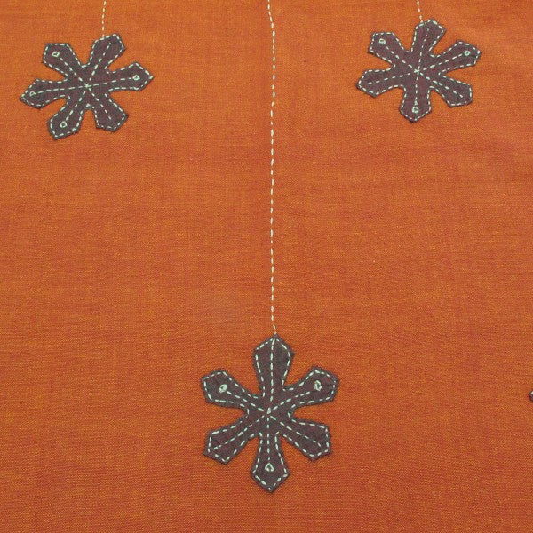 Cotton Scarves Embroidered with Flowers Burnt Orange