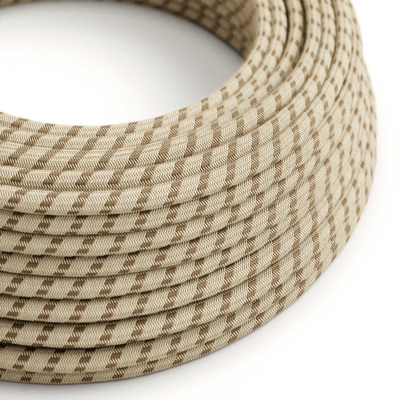 Round 3 Core Electric Cable Covered by Cotton & Linen in Natural Stripe