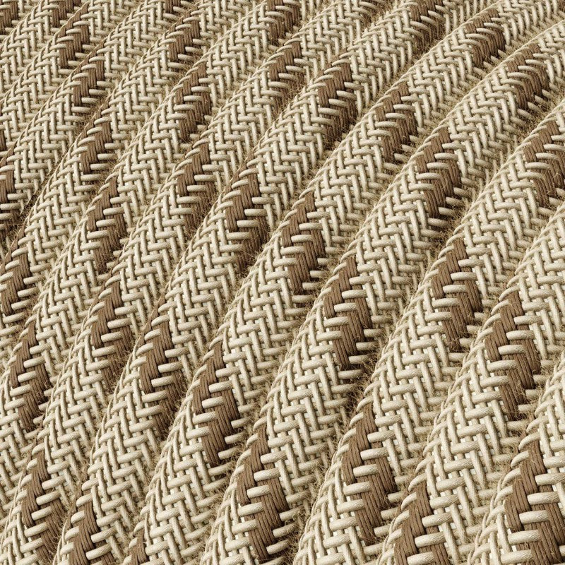Round 3 Core Electric Cable Covered by Cotton & Linen in Natural Stripe close up