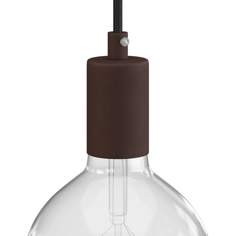 Cylindrical Metal E27 Lamp Holder Kit - Rust