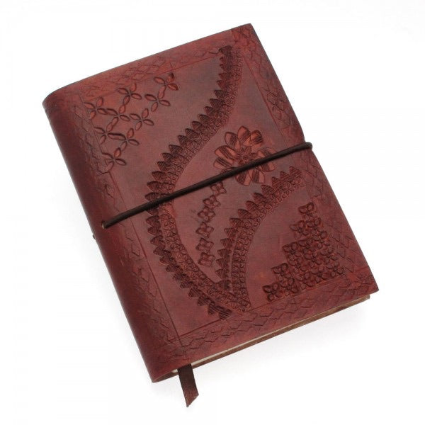 Medium Leather Embossed Notebook brown