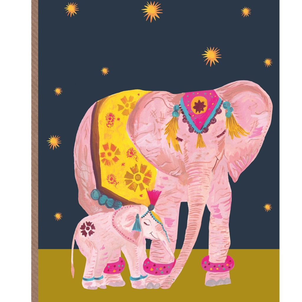 Elephant with Baby Greetings Card - New born, Mother's day. 