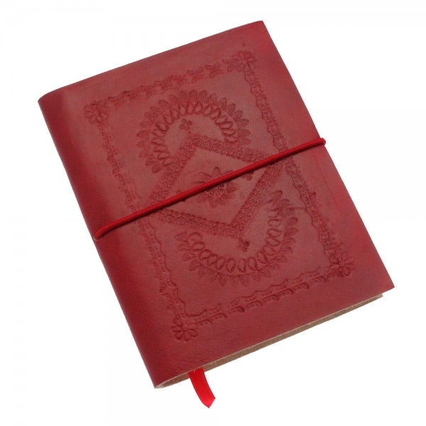 Medium Leather Embossed Notebook red