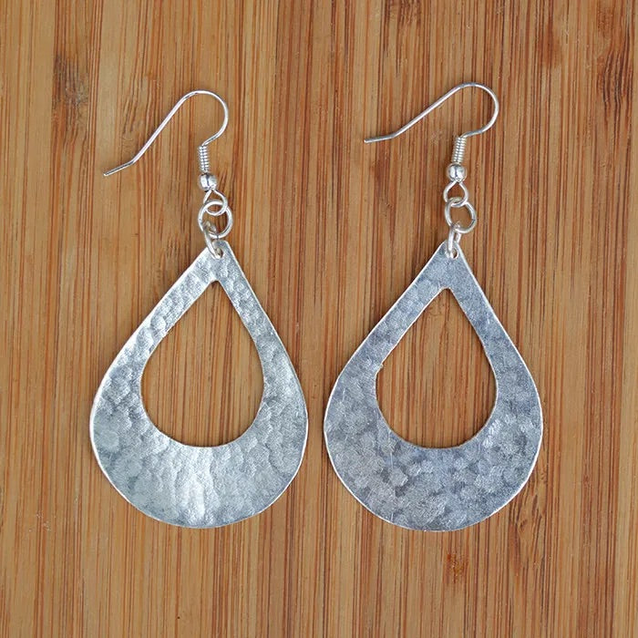 Silver Plated Teardrop Outline Earrings