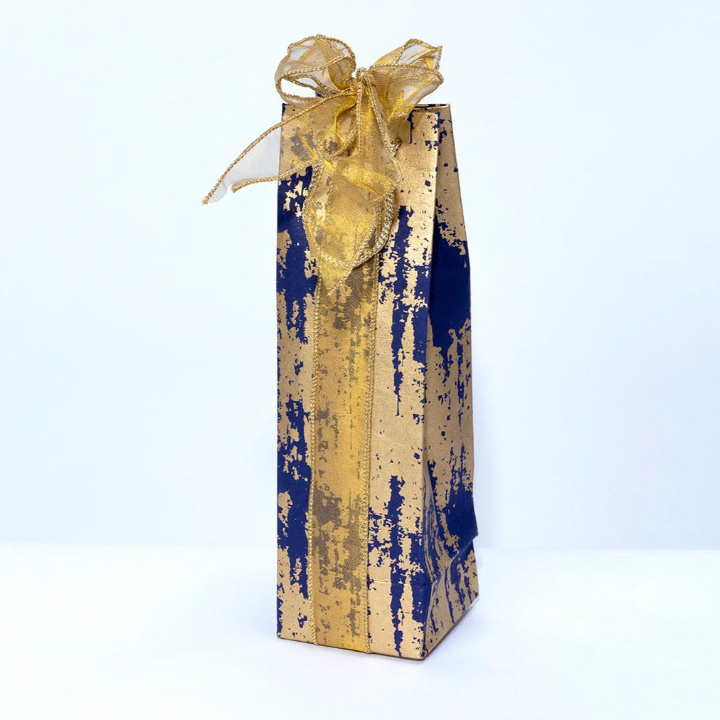 Navy Splash & Gold Bottle Gift Bag