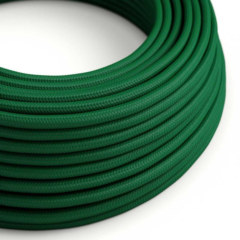 Round 3 Core Electrical Cable Covered with Rayon in Dark Green