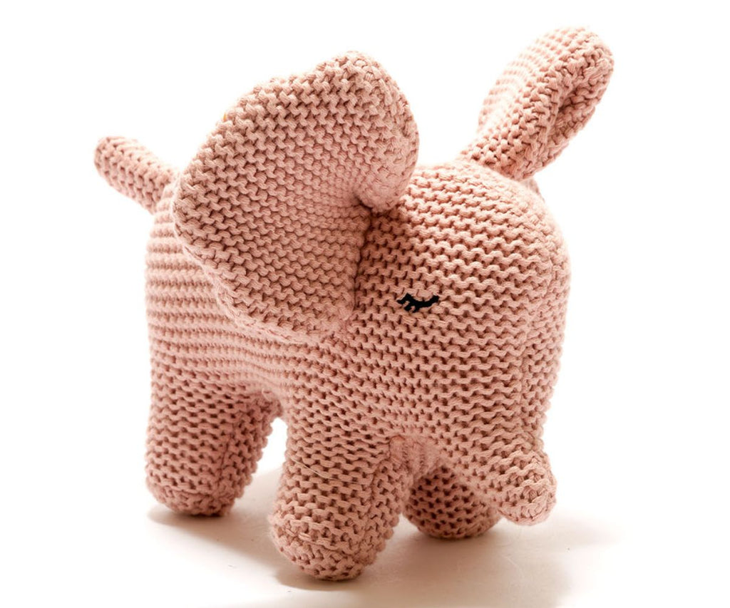 Soft Pink Organic Cotton Knitted Elephant