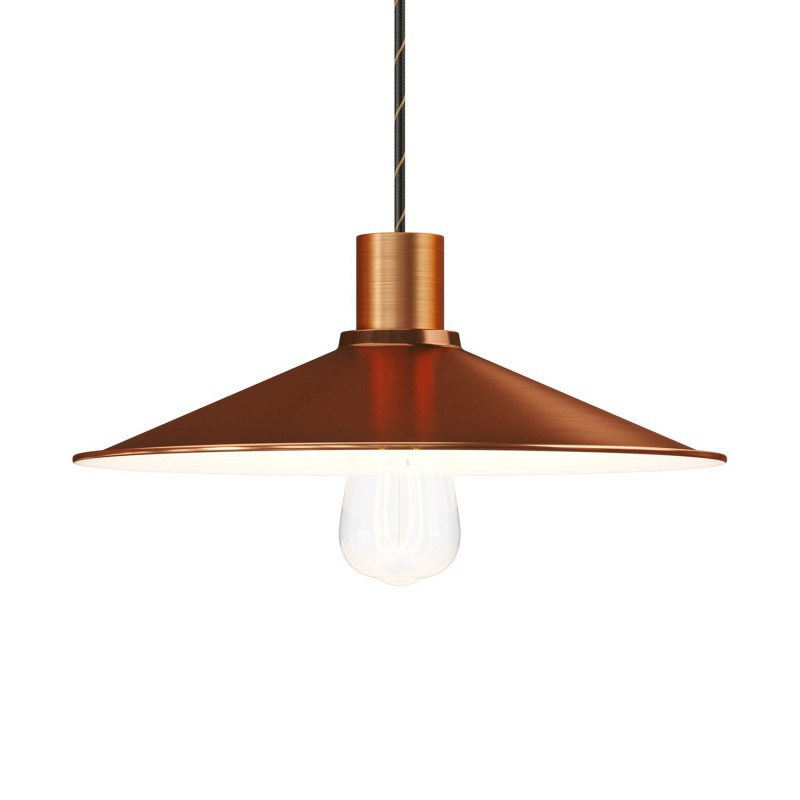 Enamelled White & Brushed Copper Metal Swing Lampshade