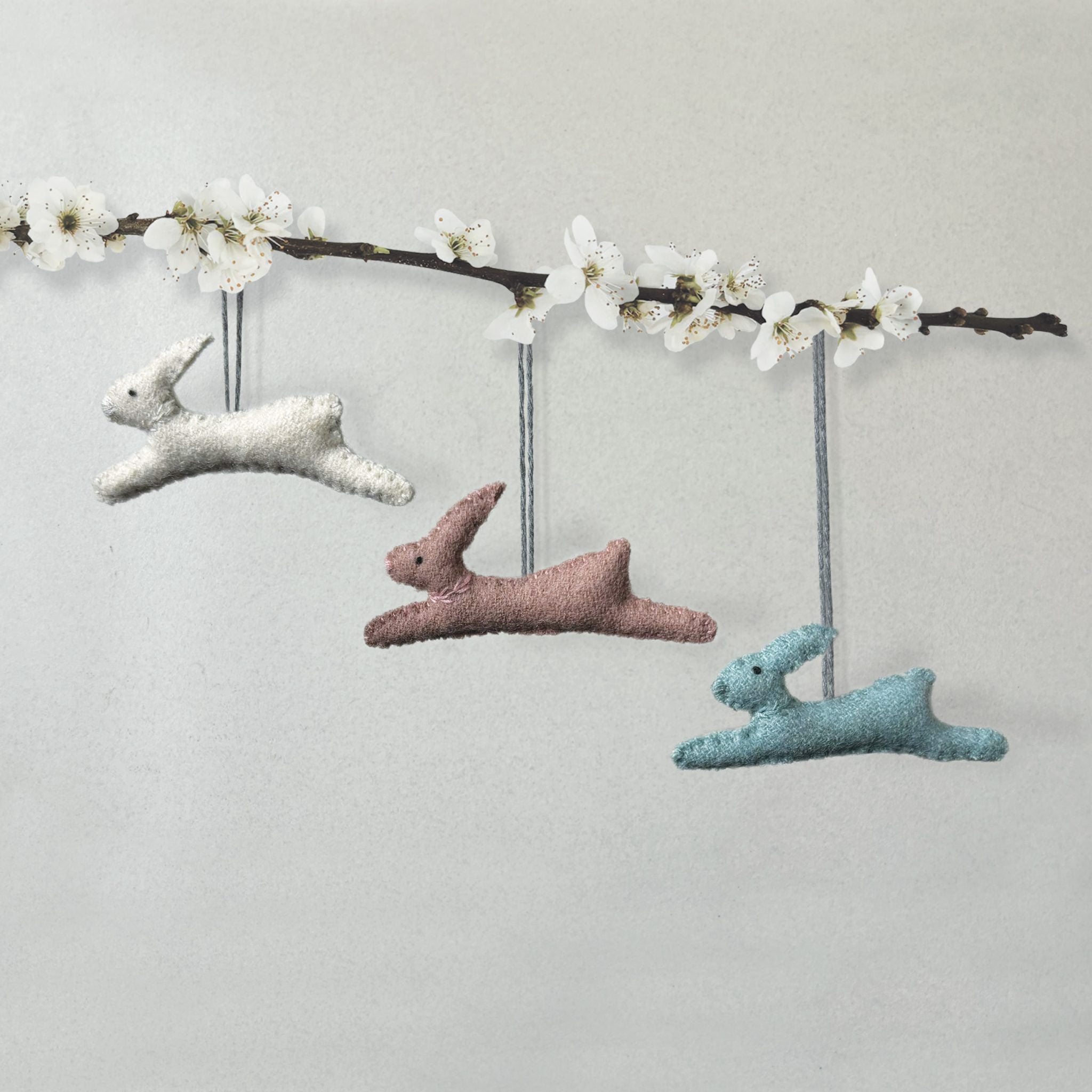 Felt Rabbit Decor Felt Leaping Rabbit Decoration | Handmade Spring Ornament | Uneeka