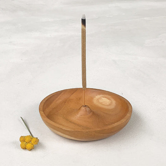 Round Wooden Incense Holder - 995B - Uneeka