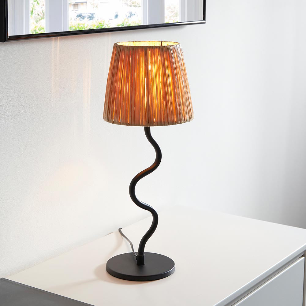 Wiggle Table Lamp with Raffia Shade - 100958 - Uneeka