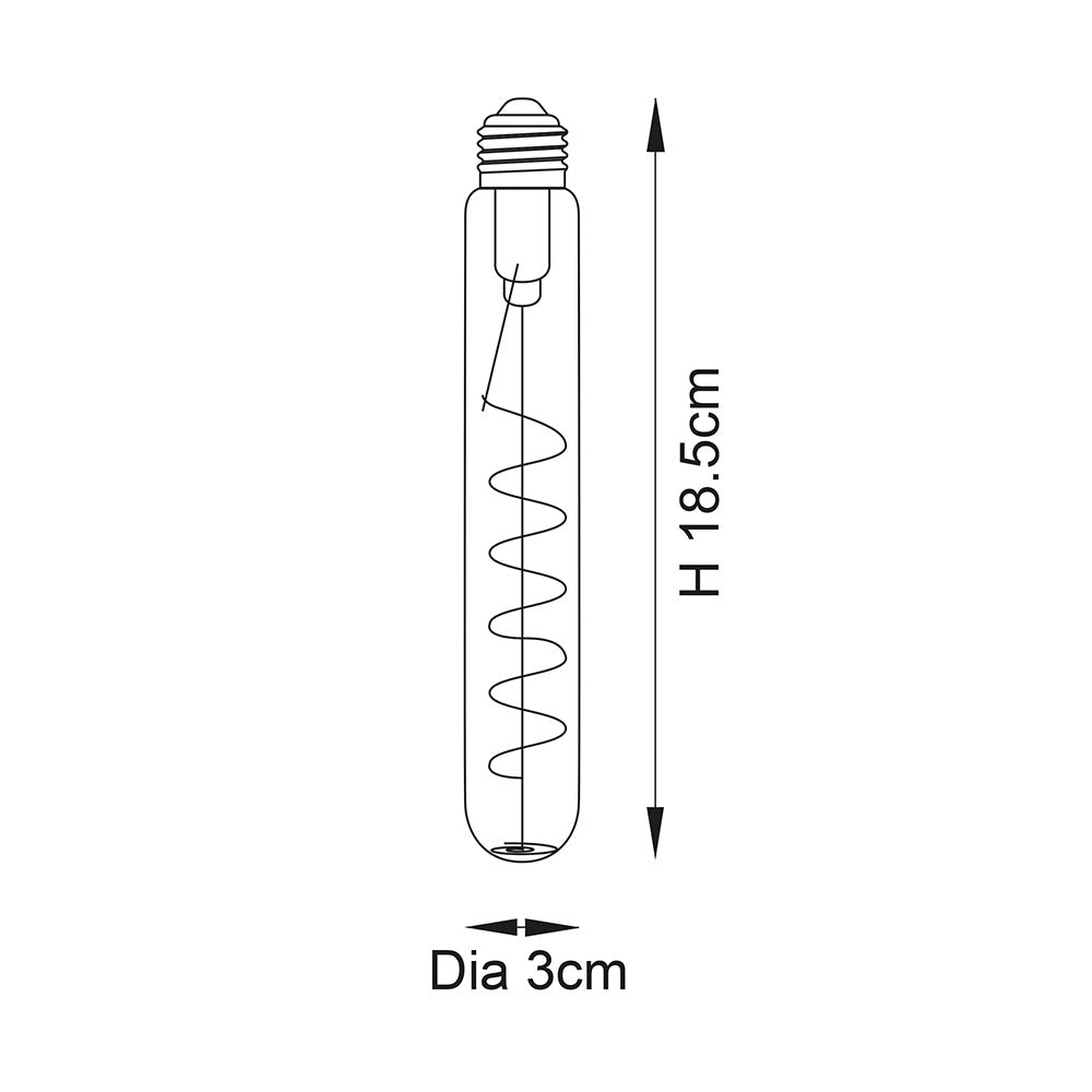 LED Filament Spiral Tubular E27 Light Bulb - 107971 - Uneeka