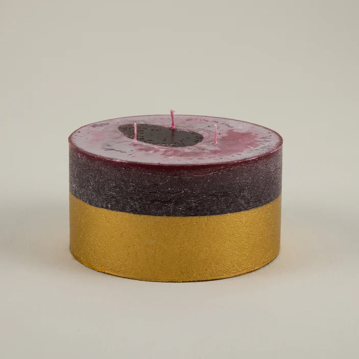 Gold Half Dipped Multiwick Candle Figgy Pudding - F00355 - Uneeka