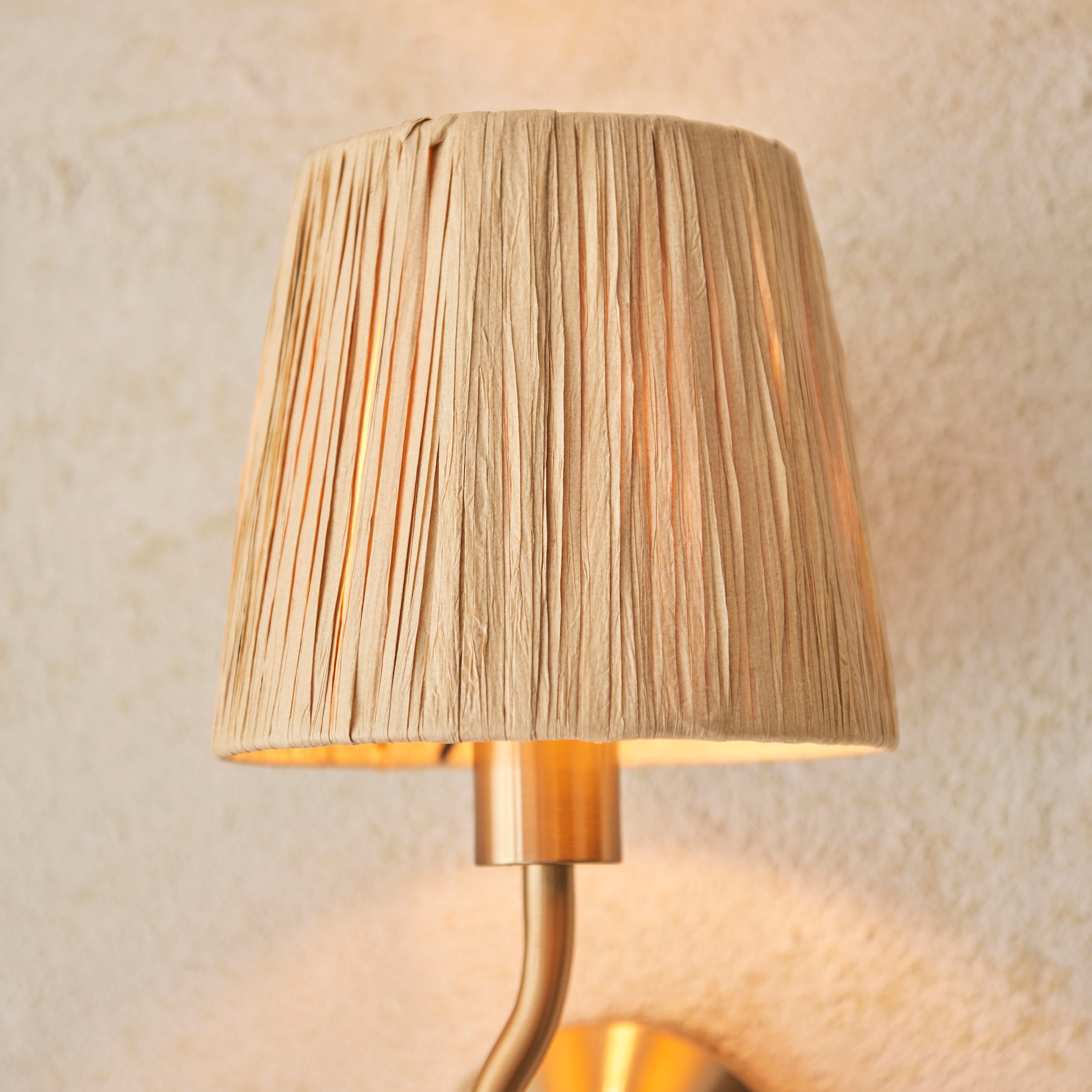 114227 Wiggle Wall Light with Raffia Shade - Aged Brushed Brass - Uneeka Lighting
